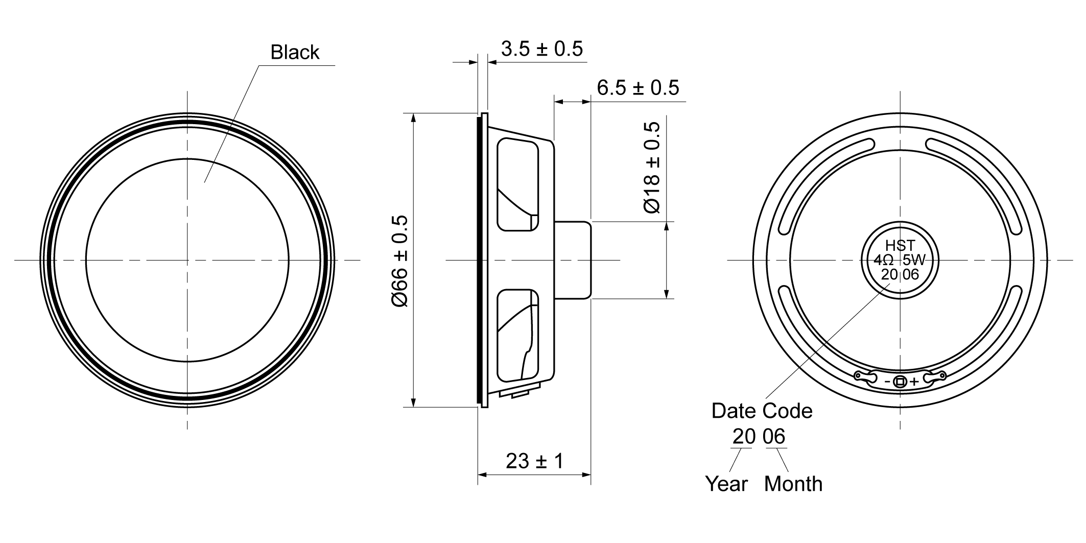 MIU66R-23H5.0W4 Mechanical Drawing